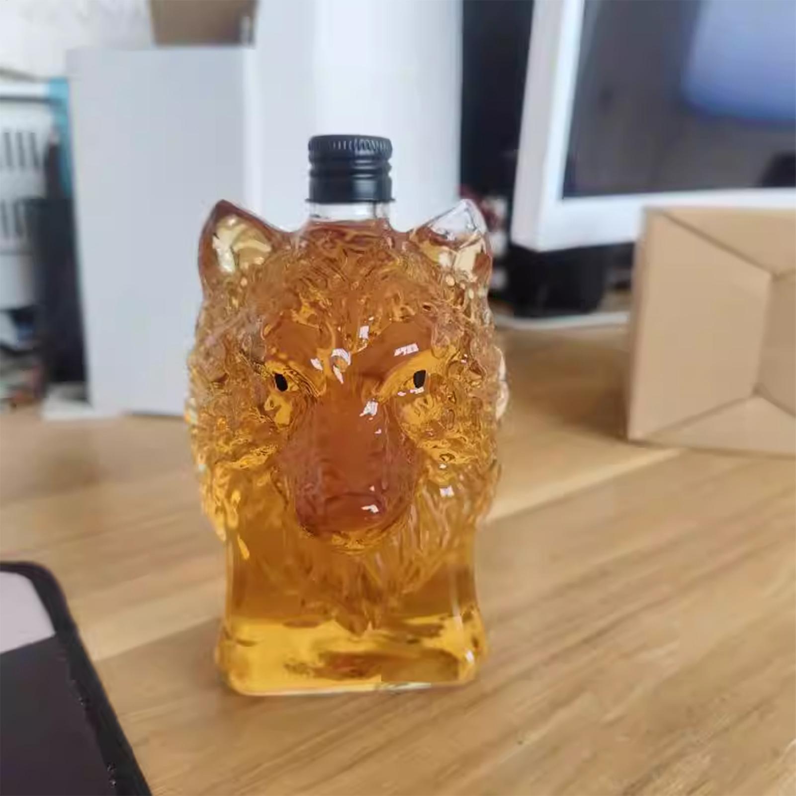 Glass Decanter Whiskey - الذئب الفن تمثال زجاجة النبيذ كؤوس