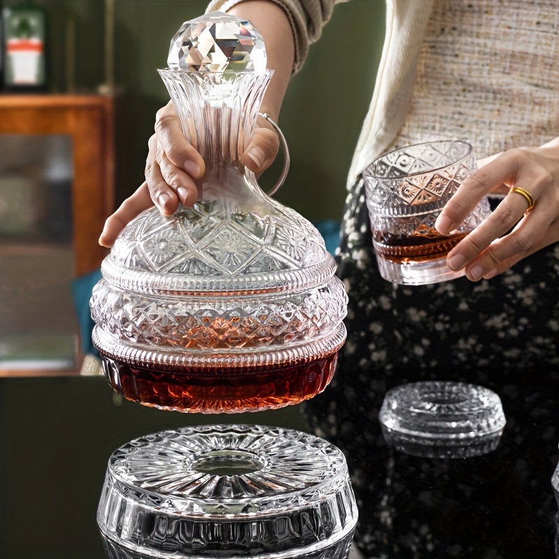 Glass Decanter Whiskey - مجموعة إناء النبيذ الكريستالية الأنيقة المصنوعة