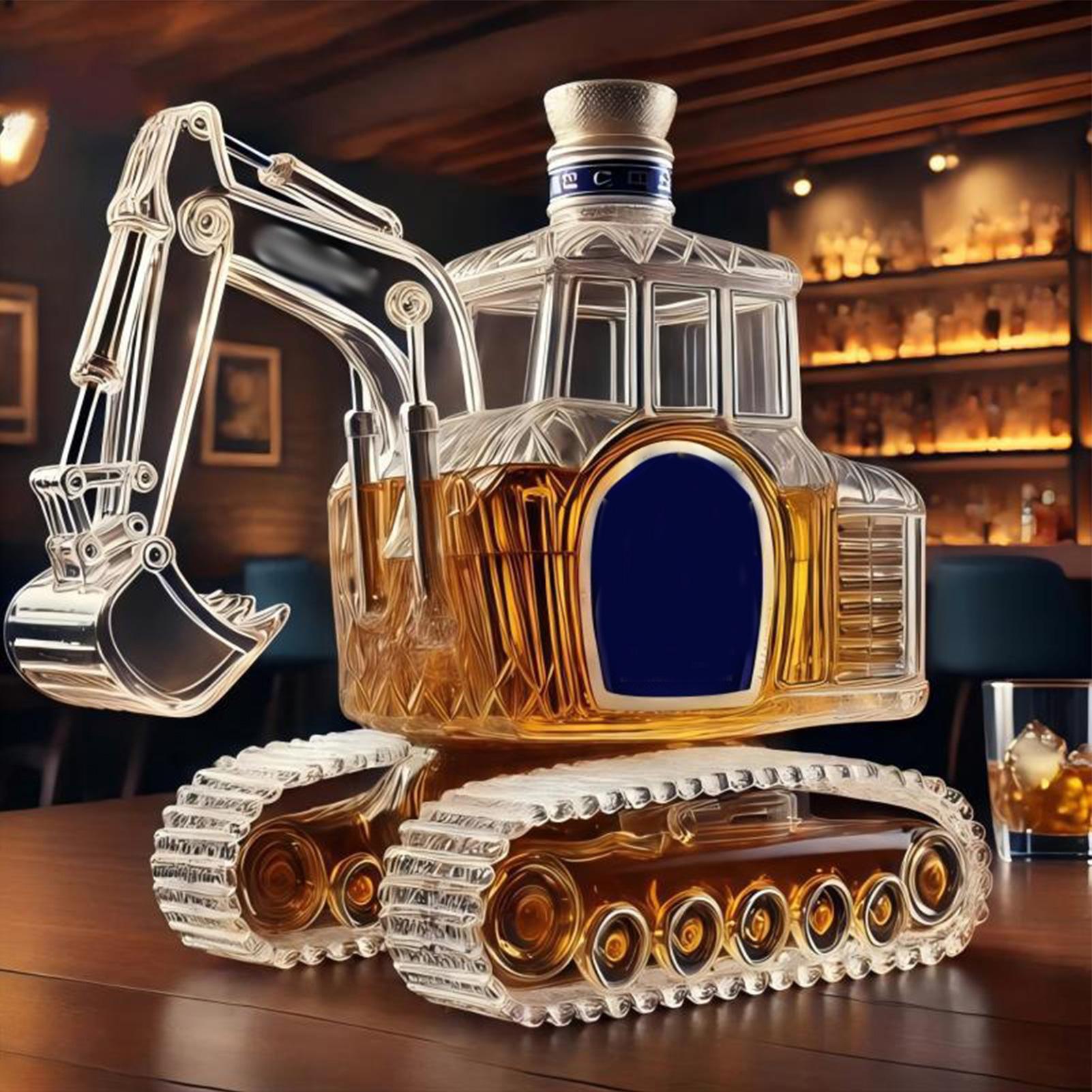 Glass Decanter Whiskey - قارورة ويسكي على شكل حفارة ثقيلة،