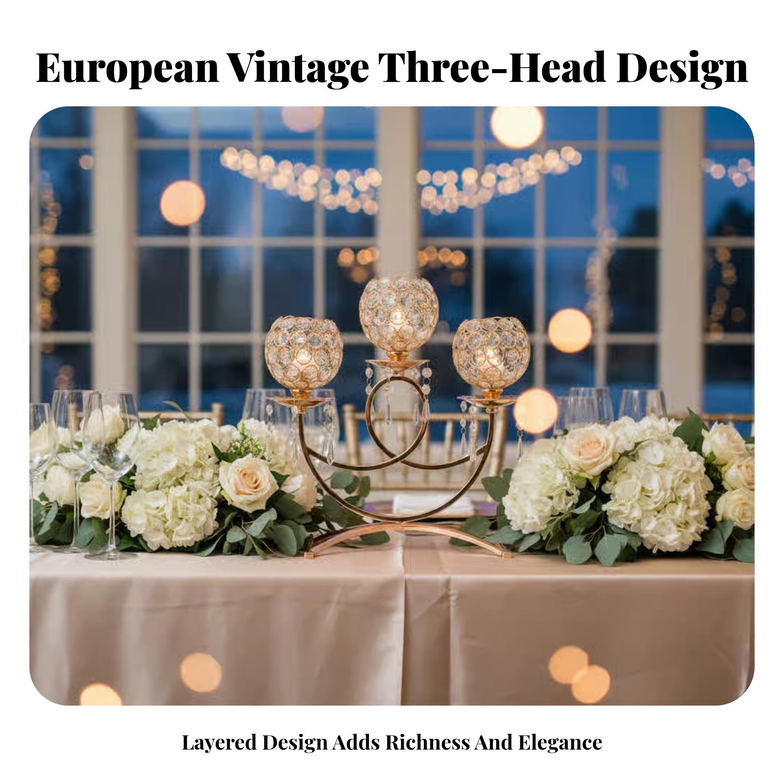 Crystal Ball Decor - حامل شموع معدني عتيق الطراز، حامل