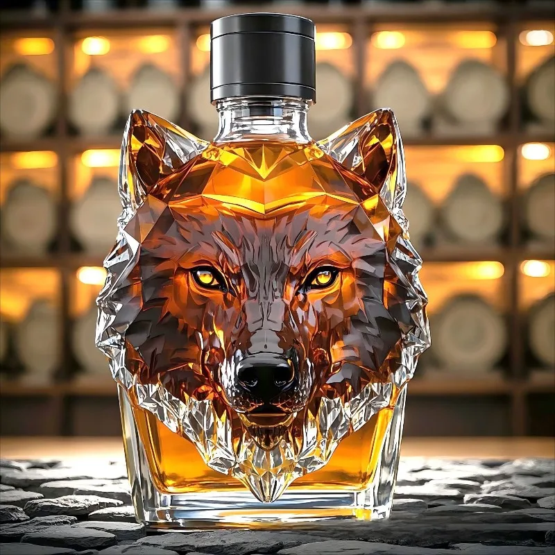 قارورة زجاجية على شكل رأس ذئب  - مراجعة Glass Decanter Whiskey وسعره