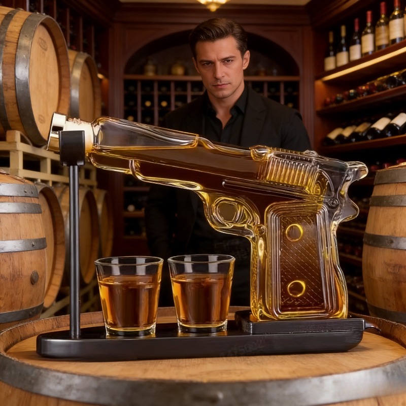 قارورة زجاجية على شكل مسدس من  - مراجعة Glass Decanter Whiskey وسعره