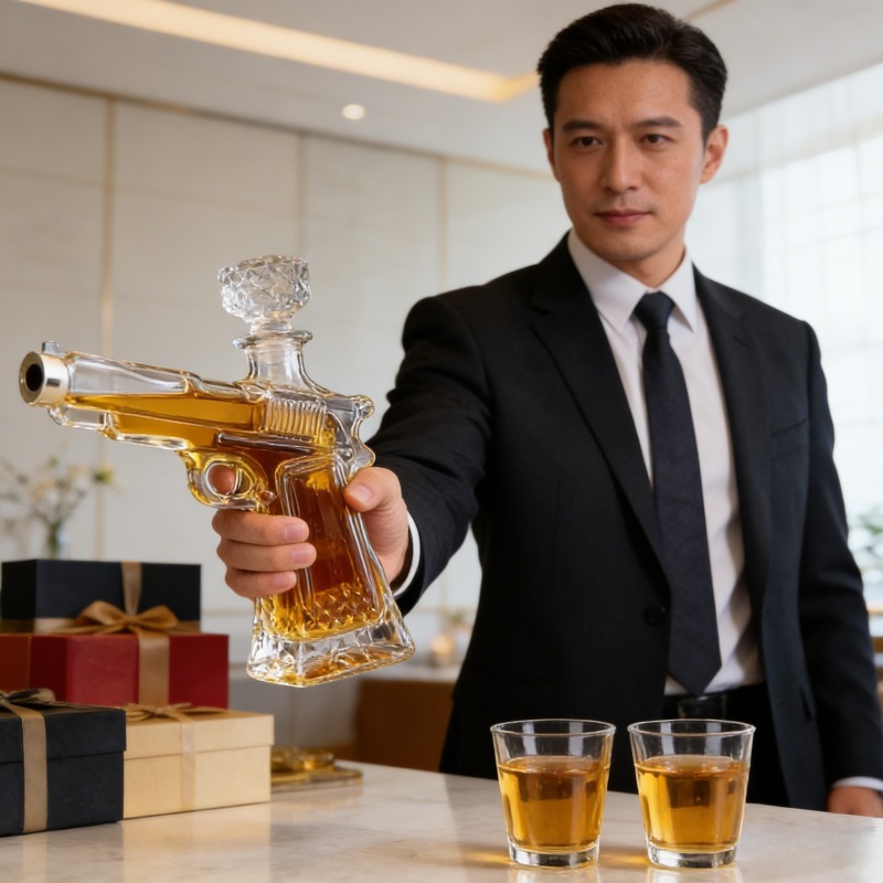 قارورة زجاجية على شكل مسدس من  - مراجعة Glass Decanter Whiskey وسعره
