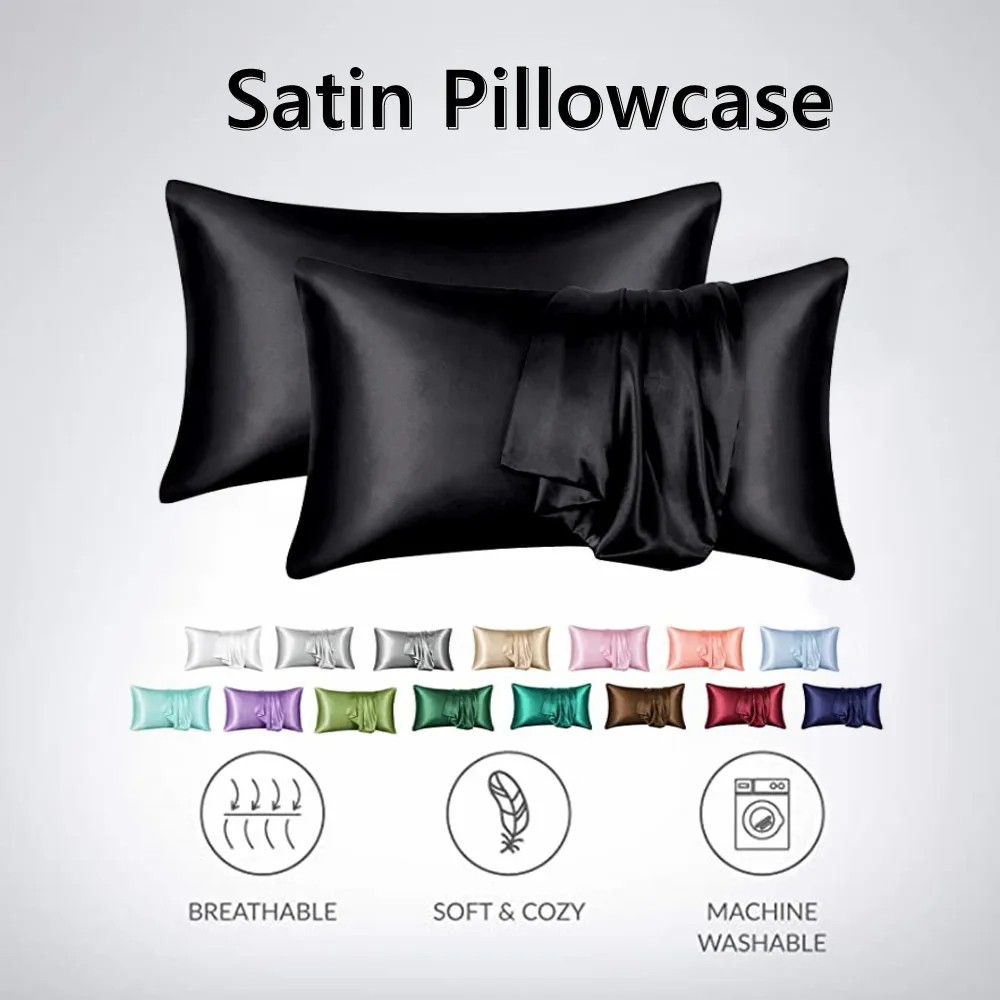 2 قطعة/الوحدة الصلبة حريري الس - مراجعة Silk Pillowcase Set وسعره