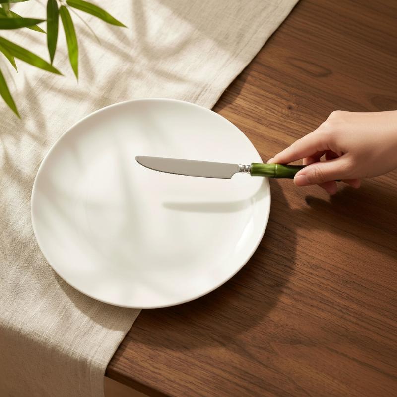 طقم أدوات مائدة عملي بمقبض من  - مراجعة Bamboo Cutlery Set وسعره