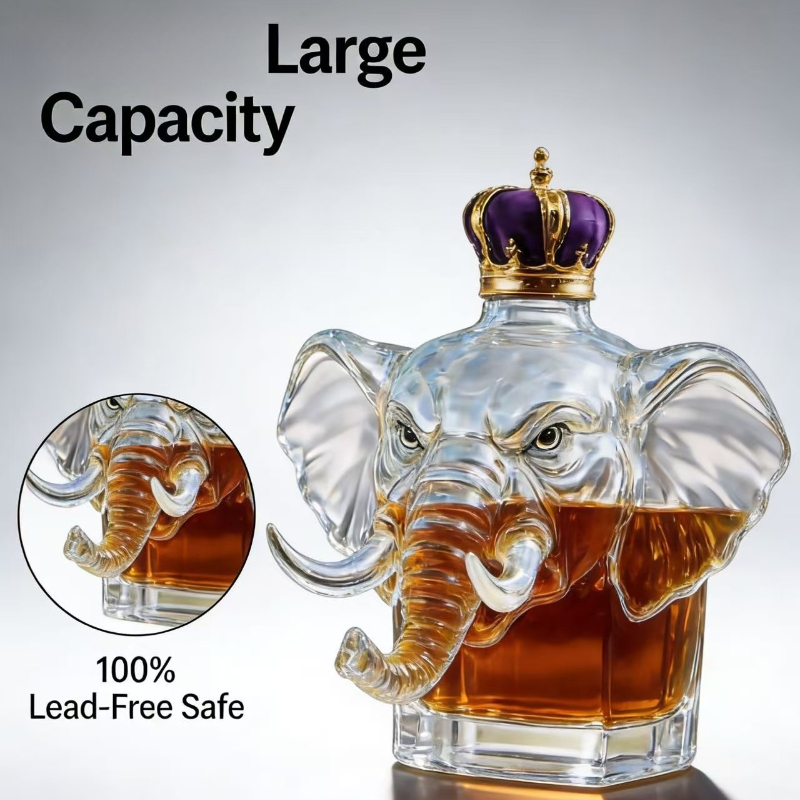 قارورة ويسكي فريدة على شكل فيل - مراجعة Glass Decanter Whiskey وسعره